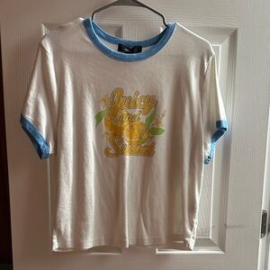 Forever 21 White and Blue Graphic Tee